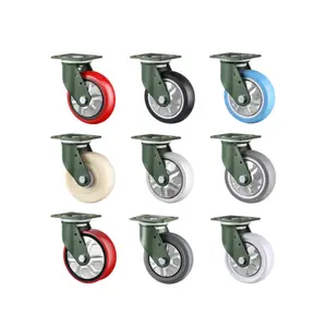 4 "5" 6 "8" Pu Nylon Rubber Iron Core Swivel Castors Heavy Duty Industries Steel Caster Wheels For Installations