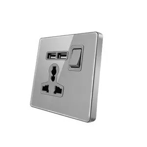 Sirode serie T1, estándar británico, interruptores de pared de placa de vidrio acrílico de lujo, enchufe de pared eléctrico conmutado USB inteligente moderno de 3 pines