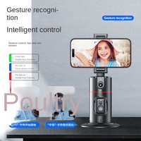 Stabilisateur de téléphone intelligent avec suivi du visage par IA, contrôle gestuel, rotation automatique à 360°, sans application requise, télécommande sans fil pour TikTok Live