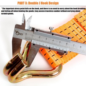 Correas de trinquete duraderas para camiones, bien recibidas por ODM, de 25 mm, 38 mm, 50 mm y 75 mm de ancho, con ganchos. - Product Image 5