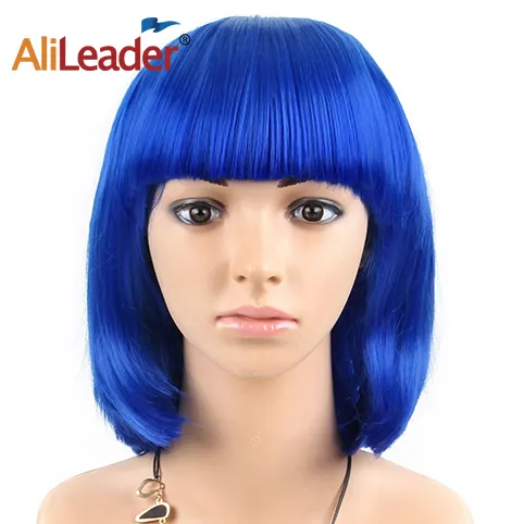 Wholesale Straight Bob Wig High Temperature Fiber Synthetic Hair Wigs For Women Machine Made Wig With Bangs