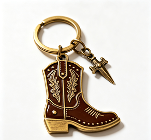 <b>Custom</b> Logo Metal Enamel Cowboy Boot <b>Keychain</b> Vintage Alloy Keyring Souvenir Pendant for Gift and Promotion - Product Image 3
