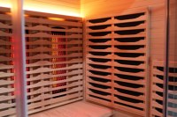 Cabine de sauna infrarouge lointain à spectre complet de luxe, style nordique, pour 4 personnes, en bois, pour bien-être et spa à domicile