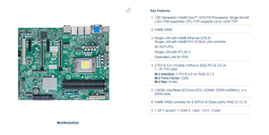 เมนบอร์ดเซิร์ฟเวอร์ MBD-X13SAE-F-O LGA 1700 ATX รุ่น W680 X13SAE-F MBD-X13SAE-F-O LGA 1700 ATX เมนบอร์ดเซิร์ฟเวอร์ W680 X13SAE-F MBD-X1 - Product Image 3