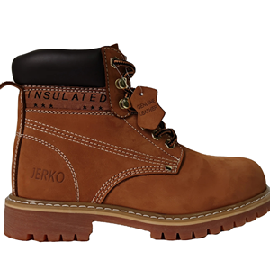 Bottes de travail isolées JEROKO pour hommes en cuir véritable nubuck marron, semelle à crampons, design à lacets, confort et sécurité pour l'extérieur en hiver - Product Image 1
