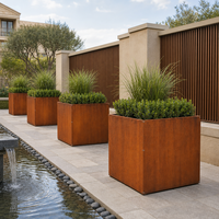 Pot Bunga Kotak Tanam dari Baja Corten Bersertifikat ASTM Buatan Khusus dengan Drainase Opsional Ketebalan 2mm/3mm