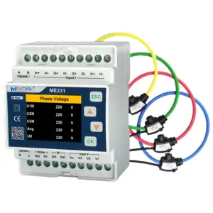Rogowski Spoel Rs485 220/380V 5-100a 3 Fase 4 Draad Din Rail Energie Meter Digitale Power Factor Monitor