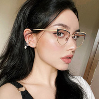 Gafas Ópticas Fotocromáticas Fotogrises de Metal con Ojo de Gato para Mujer 2026, Anti Luz Azul, Anti Reflejos, Semi-Montura de Diamante