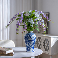 Vente en gros de jasmin artificiel pleureur, fleur blanche artificielle avec vase en verre, décoration de Noël pour la maison, style moderne, hauteur 55-100 cm