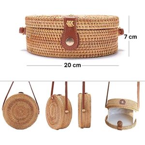 Bolso de hombro de ratán de paja Natural hecho a mano para mujer de estilo pijo, accesorio tejido de playa duradero para vacaciones con buen precio - Product Image 1