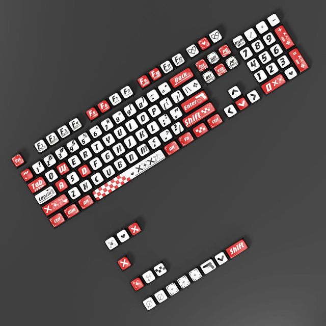 Gaming Print Collection Red Dye-Sublimated PBT Keycaps Transparent Top Four Sides Original Height Universal Mechanical Keycaps