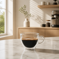 Vente flash - Tasse à café en verre borosilicate à double paroi, réutilisable, passe au micro-ondes et au lave-vaisselle