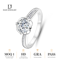 Bague solitaire en argent sterling plaqué rhodium avec moissanite ronde couleur D et certificat GRA, fournisseur en gros de bijoux