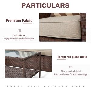 4 cái mây wicker đồ gỗ ngoài trời bán Set Patio vườn mây Sofa ghế ngoài trời Set-ra cửa bảng cho nhà hàng - Product Image 6