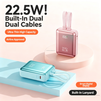 Nouvelle mini batterie externe électronique 20000 mAh, mince et portable, avec câble USB-C, Powerbanks 20000 mAh