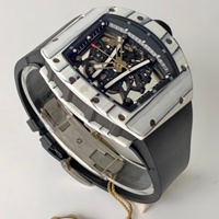Umi – montre mécanique de luxe pour hommes, boîtier tonneau, cadran squelette, tourbillon blanc, cristal saphir, bracelet en Silicone, 42mm, RM-061