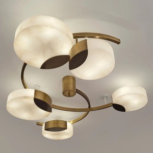 Plafonnier de style américain en marbre, LED blanc froid, montage en surface, pour chambre à coucher, bureau, design rustique et minimaliste - Product Image 4
