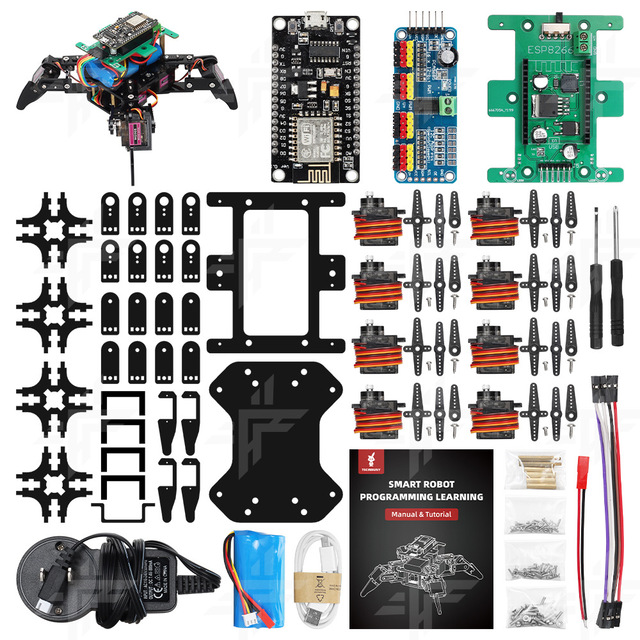 2024 New ESP8266 Quadruped Robot Kit DIY Maker Education Programming Spider Robot Kit