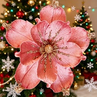 Fleurs de Noël tendance en velours réaliste avec paillettes, grandes et imperméables, longue durée, 2026