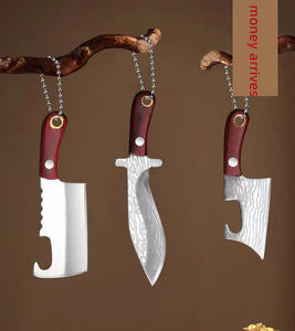 Ensemble de couteaux de chef miniatures en acier inoxydable de haute qualité, lame de 3 cm, petit couteau de poche EDC avec étui et porte-clés - Product Image 1