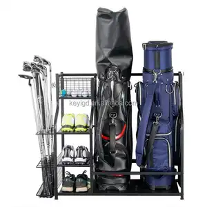 Golf Bag Storage Garage Organizer Metal Shoe Rack Golf Club Equipment Display Rack