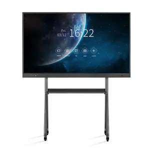 New Design Adjustable Stainless Steel TV Mobile Smart Board Stand Sturdy Floor Mount With Wheels