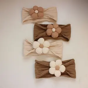 Banda para el cabello para puerta salada de bebé, tocado de flores para niña de estilo occidental de verano, accesorios para el cabello para niños recién nacidos