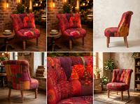 Fauteuil d'appoint bohème en patchwork Kantha fait main, canapé individuel en tissu de coton avec pieds en bois, logo personnalisé, vente en gros