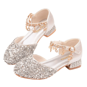 Kinderen Kristallen Hoge Hakken Nieuwe Stijl Meisjes Kristallen Prinsessen Schoenen Basisschool Kindermode Leren Schoenen - Product Image 1