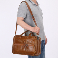 Porte-documents en cuir imperméable pour homme d'affaires, sacoche d'ordinateur en cuir véritable, sac à main pour ordinateur portable, cadeau pour homme