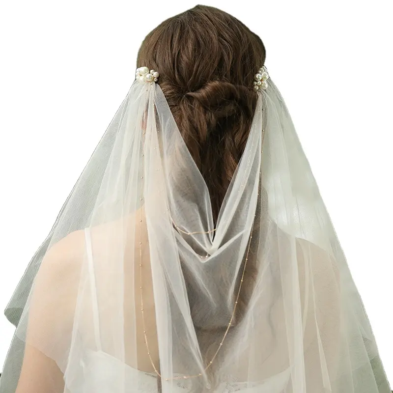 Elegant Champagne Colored Wedding Veils Bridal Accessories Soft Tulle Wedding Bridal Veil