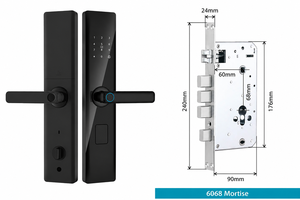 กุญแจล็อคประตูอัจฉริยะ SINON Smart Apartment Door Lock Tuya Zigbee TTLock แบบลายนิ้วมือ รหัสผ่าน บัตร แอปพลิเคชัน พร้อมระบบล็อคอิเล็กทรอนิกส์แบบฝัง 6068 Mortise - Product Image 2