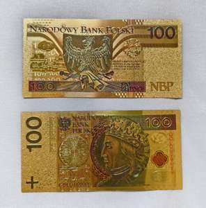 Polônia conjunto completo 6 peças Gold Foil Plated <span class=keywords><strong>Banknote</strong></span> Papel Dinheiro para Home Decor - Product Image 3