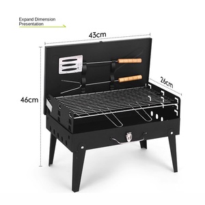 Parrilla de carbón plegable de acero para exteriores, superventas transfronteriza, con caja de herramientas - Product Image 1