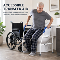 Barre de sécurité pour toilettes avec accoudoirs rembourrés et pieds antidérapants pour personnes âgées, aide au transfert quotidien, à l'équilibre et à la stabilité