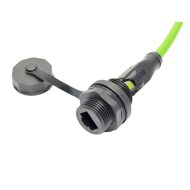 Network Extension Cable RJ45 Copper Contact IP67 Waterproof CAT5e CAT6 Straight-through Female Socket