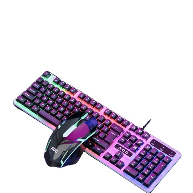 AOC KM100 Wired USB LED Backlit Gaming Keyboard and Mouse Set-104-Key Waterproof in Stock