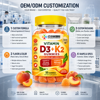 Gummies Vitamine D3 K2, Vitamine D 5000 UI par Portion, Supplément Personnalisé OEM Marque Privée, Qualité 100000, Production en Atelier Propre