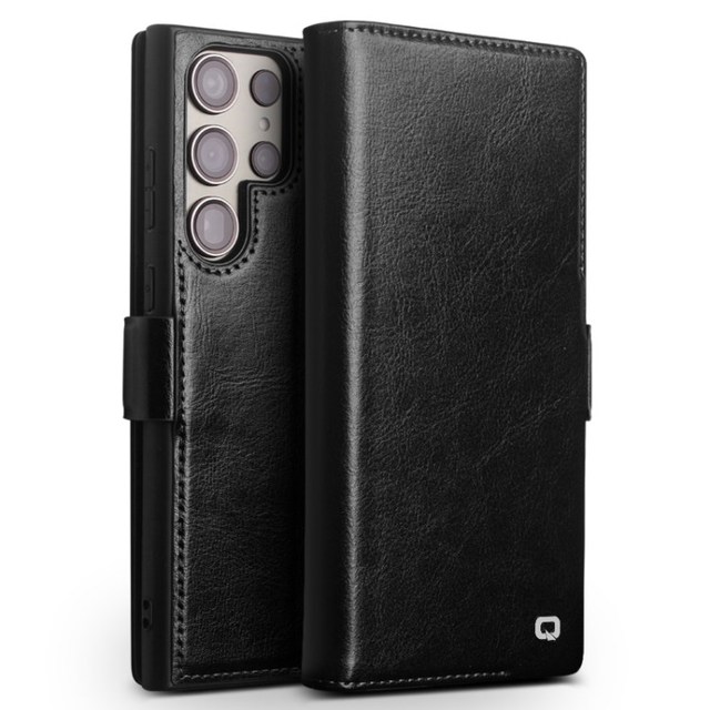 QIALINO Genuine Cow Leather Flip Luxury Wallet Phone Case for Samsung Galaxy S22 S23 Ultra Plus Mobile Phone Bag