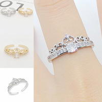 Bague ajustable en acier inoxydable doré argenté avec strass et pierre taille princesse pour femmes et jeunes filles, cadeau d'anniversaire ou de promesse