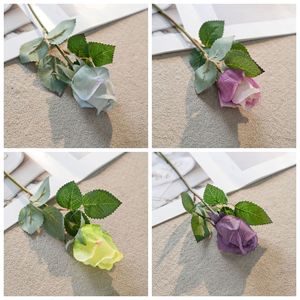 Bouquet de roses artificielles CallaFloral, violet clair, violet foncé, vert, fait main, décoration de mariage, décoration de la maison - Product Image 3