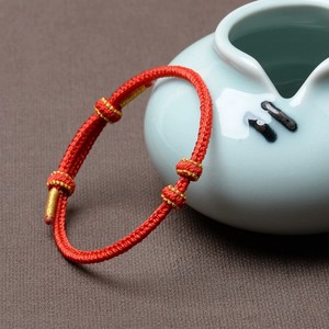 Bracelets en cordon tressé faits à la main avec fermeture à nœuds ajustables, <span class=keywords><strong>bracelet</strong></span> porte-bonheur multicolore rouge, noir, vert, bleu en corde. - Product Image 3