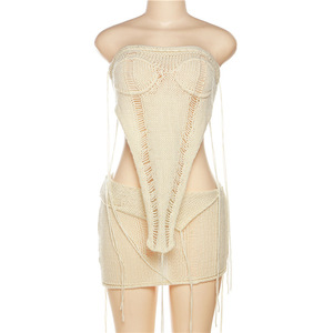 Женский комплект из 2 предметов, Вязаный топ и юбка, 7 цветов - Product Image 3