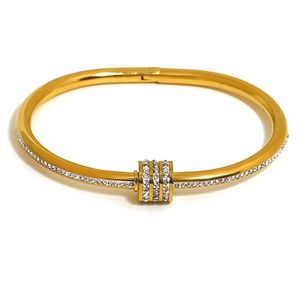 Bracelets géométriques en titane plaqué or 18 carats avec zircon pour femme, style taille fine, tendance, léger et luxueux, ne décolore pas, cadeau - Product Image 3