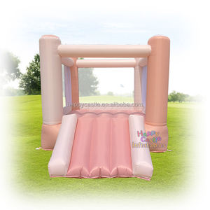 Mini Casa de rebote rosa pastel para uso doméstico con tobogán para que los niños pequeños jueguen en interiores y exteriores - Product Image 1