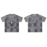 Kaos T-shirt lengan pendek kasual serbaguna katun murni berkualitas tinggi berhiaskan rhinestones, gaya streetwear Amerika lintas batas