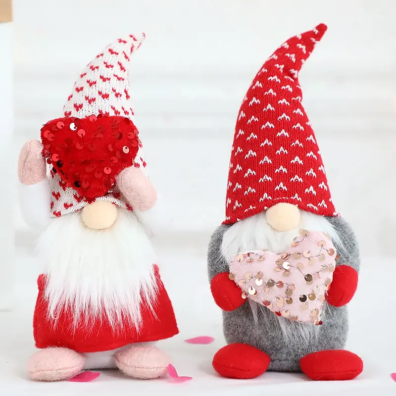 Personalizzato farcito Valitines gnomi gonks bambole panno peluche gnomi di san valentino per regalo