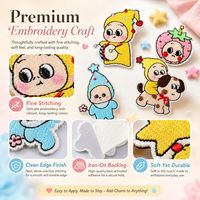 Patchs brodés thermocollants et à coudre Kawaii pour bébé, à motifs Tambour, Guitare, Étoile, Baguette, Chien, Nuage, Pomme, pour combinaisons à capuche