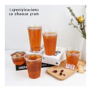 Custom Size 7 8 9 10 12 14 16 18 20 22 24 32 oz Printed Logo Coffee Juice <b>Drink</b> Packaging <b>Plastic</b> Disposable PET <b>Cups</b> with Lids - Product Image 1