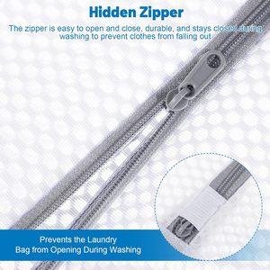 Sacs à linge en maille de polyester personnalisés, lavables en machine, avec fermeture éclair, pour vêtements, sacs à linge en maille pour hôtel avec fermeture éclair - Product Image 4